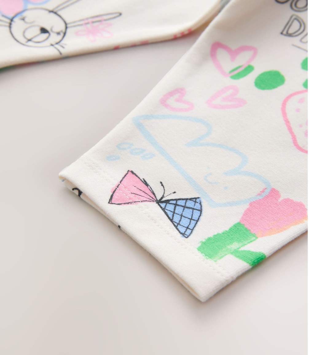 Legging capri infantil blanco con dibujos