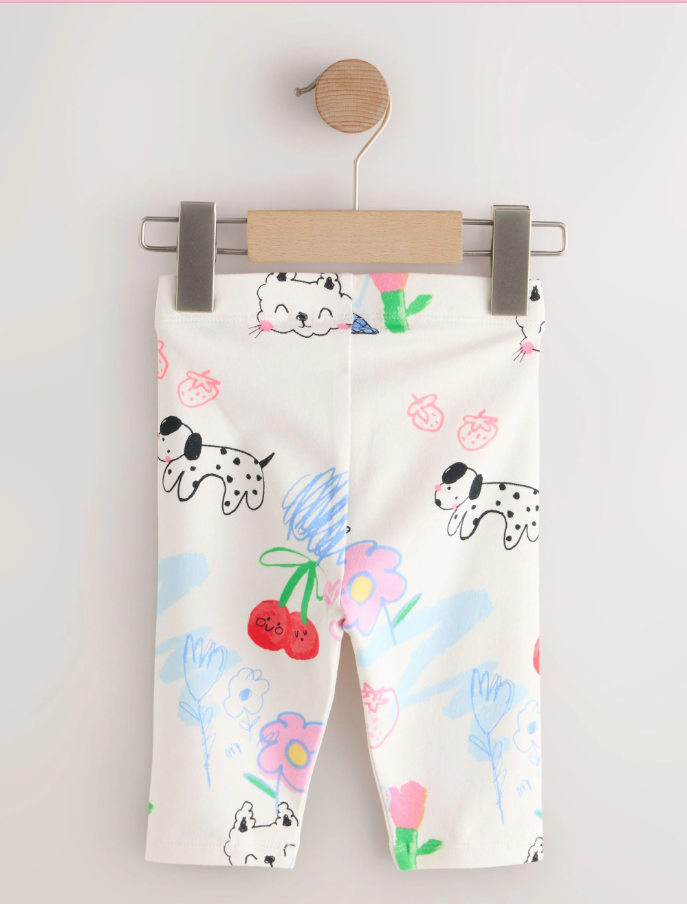 Legging capri infantil blanco con dibujos