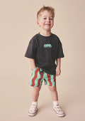 Short infantil de rayas verde menta y terracota