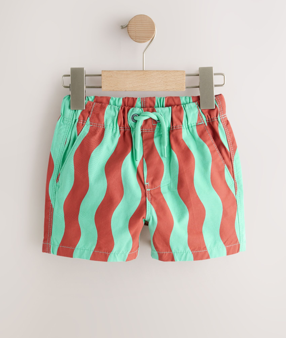 Short infantil de rayas verde menta y terracota
