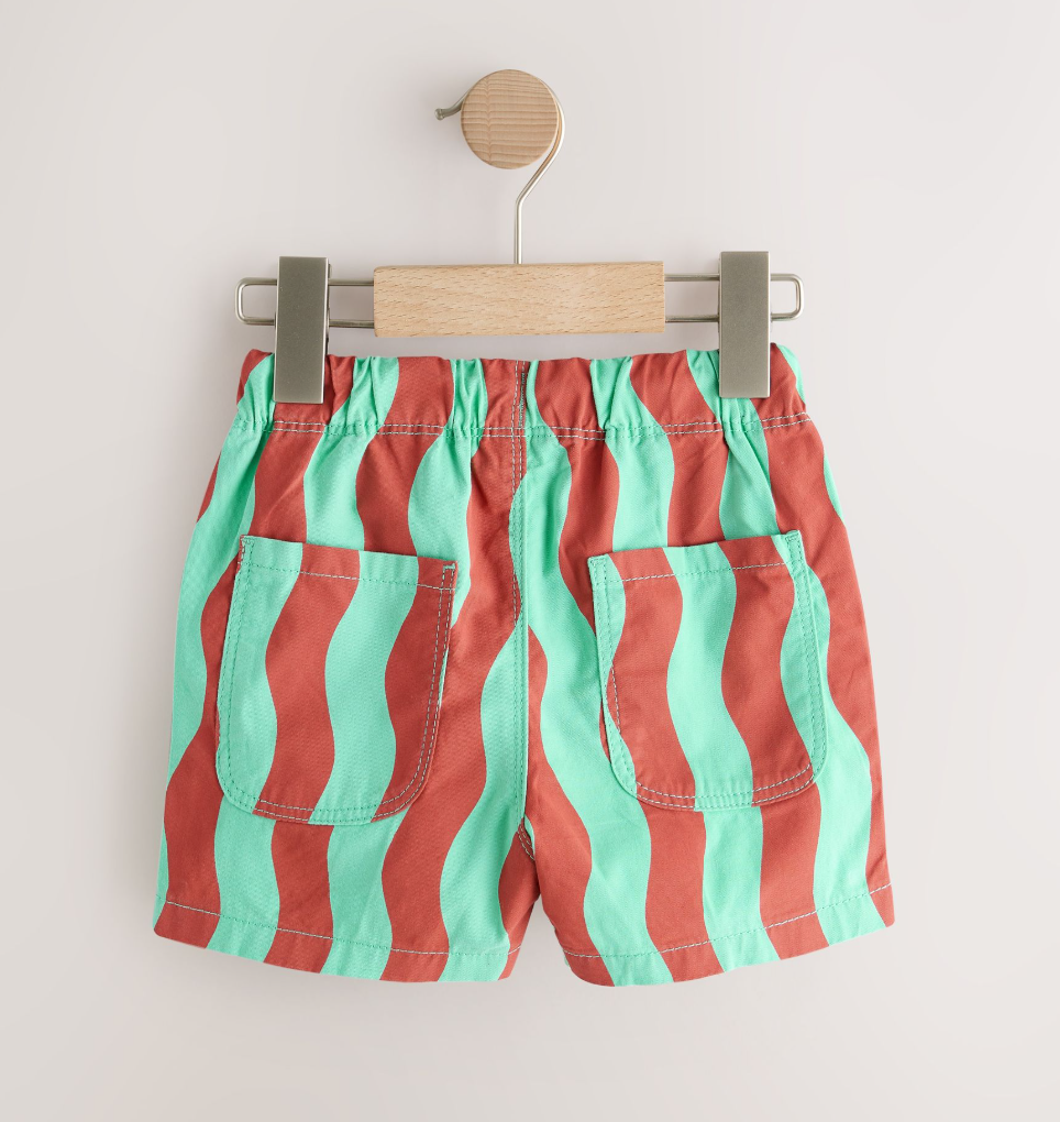Short infantil de rayas verde menta y terracota